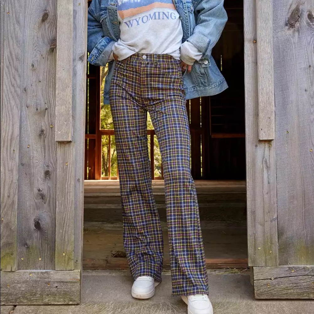 American Eagle Super Stretch Plaid Flare Pants